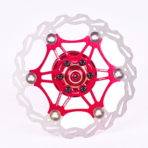 DEERU Stainless Steel Bicycle Brake Disc Rotor 180MM MTB Bike Rotor Mountain Cycling - Bolts Included (Red) - Thumbnail 5