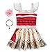 Little Girls Princess Dress Lace Ruffle Sleeve for Moana Costume Outfit with Necklace Flower For Halloween Christmas Dress Up (90(2-3Y), Red)