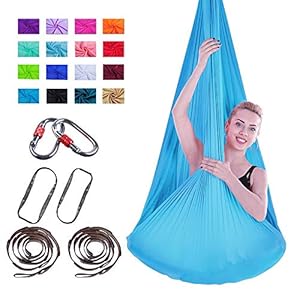 Aerial Yoga Hammock -Healthy Model Life Premium Aerial Silk Yoga Swing Antigravity Yoga, Improved Flexibility & Core Strength,Blue