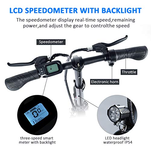 RINKMO FEB-S1 Folding Electric Bike,14 Inch Electric Bicycle with Dual Disc Brakes,36V 8Ah Removable Lithium-Ion Battery, Power Assist,250W Brushless Gear Motor, Suitable for Teens and Adults