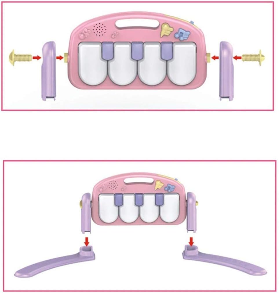 Meero London HE0611 New Born Pink Round Play mat Gym with Large Key Board 4 in 1 Kick & Play Activity Centre, Fun Animals - Image 4