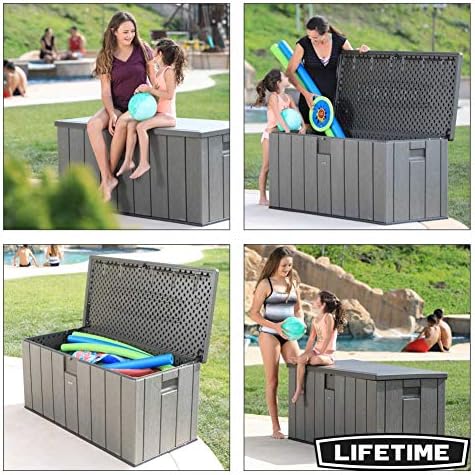 LIFETIME Plastic Wood Grain Textured Storage Box Desert Sand/Grey, 151x72x69 cm, 151 x 72 x 69 cm - Image 5