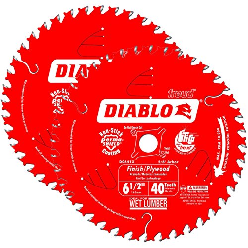 Freud D0641X Diablo 6-1/2-inch 40 ATB Finishing/Plywood Circular Saw Blade, 2-PK