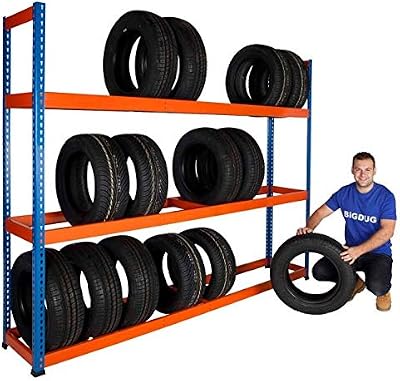BiGDUG Heavy Duty Tyre Racking Garage Storage 1980h mm 600kg Capacity Steel
