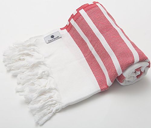 Kuru Towels - Turkish Home Towels – 100% Cotton Premium Quality Multipurpose Peshtemal- Fast Drying &amp; Easy Storage – Great for the Bathroom, Spa, Shower, Bath, after Exercise - Marine Red