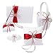 Wedding Flower Girl Basket Rings Bearer Garter Guest Book Pen Wedding Set Decoration Ribbon Ceremony Party Favors for Guests (DH Red)