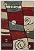 Anti-Bacterial Rubber Back AREA RUGS Non-Skid/Slip 5x7 Floor Rug | Red Abstract Geometric Shapes Indoor/Outdoor Thin Low Profile Living Room Kitchen Hallways Home Decorative Traditional Area Rug