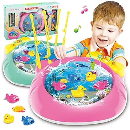 Tomasa Musik Angeln Platte Spielzeug,Kinder Lernspiel Spielzeug Multifunktions Fischen Platte mit Musik Liedern (Rosa)