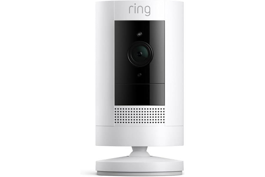 Ring Outdoor Cam (Stick Up Cam), Weather-resistant home or business security camera, outdoor ready, Live View, Color Night Vision, Two-Way Talk, motion alerts, Works with Alexa, White