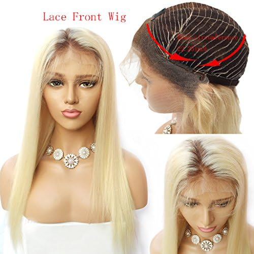 Nobel Hair#4/613 Blonde Peruvian Virgin Human hair Lace Front Wigs for Women With Baby Hair Pre Plucked Ombre Human Hair Wigs Straight Glueless Lace Wigs 16Inch