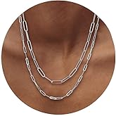 RWQIAN 18k Gold Paperclip Chain Link Necklace Dainty Paperclip Link Chain Layered Necklace Oval Link Chains Necklaces Set for Women Girls