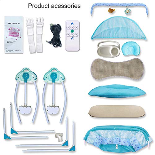 WBPINE Baby Cradle Swing, Automatic Baby Bassinets Swing Crib for Baby Boy and Girl with Music (Blue) - Thumbnail 6