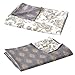 Word of Dream Cotton Duvet Cover Sets King Size, Grey Floral Pattern Printed Soft Comforter Bedding Duvet Cover with Zipper Closure Corner Ties, 3 Piece (1 Duvet Cover + 2 Pillow Shams)