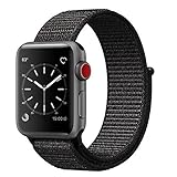 Uitee FEI-B19 Smart Watch Band Black Sport Loop,  Newest Woven Nylon Band for Apple Watch Series 38mm 3/2/1 , Comfortably Light With Fabric-Like Feel Wrist Strap Replacement (Pinkish Weave Color in)