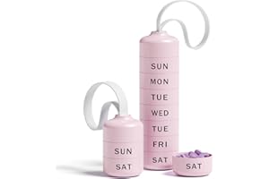 BETIFE Cute Pill Organizer with 7 Large Compartments, Beitfe Weekly Pill Box for Travel, Cute Daily Pill Case 7 Day, with 7 Large Stackable Compartments, Pill Holder for Vitamin Supplement Medicine (Pink)