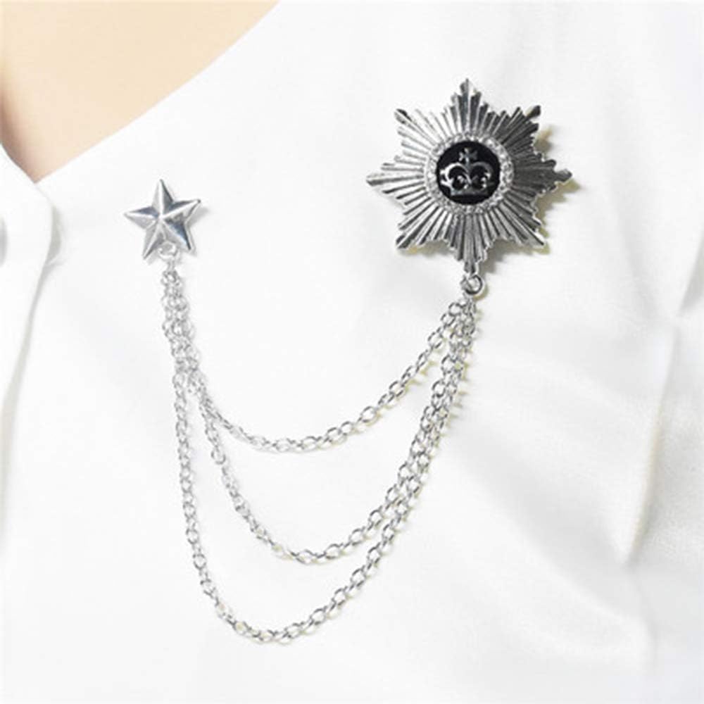 Huture 3-Pack Men's Elegant Wing Tassel Chain Rudder Shield Brooch Lapel Pin Badge Rhinestone Vintage Corsage for Tie Hat Scarf Suit Tuxedo Silver - Image 5