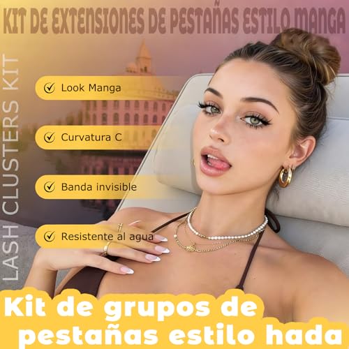 QUEWEL Fairy Pestañas Postizas Kit Invisible Band Pestañas 144PCS Pestañas con Pegamento y Sellador para Lashes, Look Natural con Banda Delgada. Fácil de Usar para Principiantes (YTQP-D)