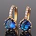 GULICX Yellow Gold Tone Blue Round ZIrconia Piercing Hoops Earrings Huggies Sapphire Color
