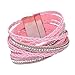 Susenstone Women Bohemian Bracelet Woven Braided Handmade Wrap (Pink)