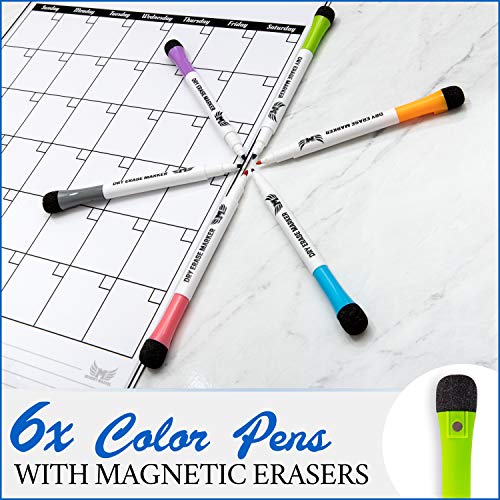 Dry Erase Monthly Calendar Set - Large Magnetic White Board & Grocery List Organizer for Kitchen Refrigerator (Vertical) - Thumbnail 3