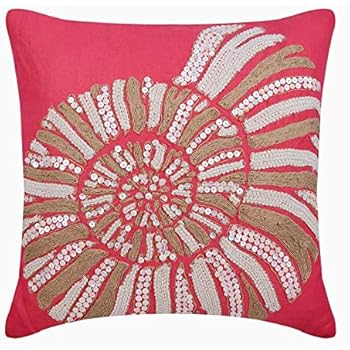Home Decor Brown Embroidered Pillow Cover Shell Coral Decorator Sofa Bed Accent Decorative Home Decor Pillows
