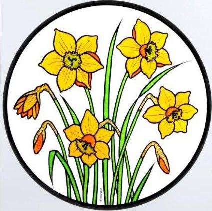 Winged Heart presented by Celtic Glass Designs Static Window Cling in a Daffodils Design