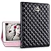 Cute New 2017 iPad Case, Awsaccy(TM) Pretty Imperial Crown Bling Diamond Glitter Smart Stand Folio Case Cover Drop Proof Auto Wake Sleep Function Girl Girly Women for Apple New iPad 9.7-inch, Black