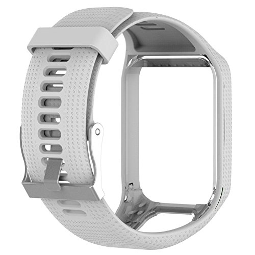 Alonea Replacement Silicone Band Strap For TomTom Spark 2/3 Sport GPS Watch (White)