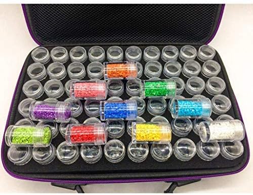 60 Bottles of Diamond Painting Box Toolbox Storage Box Protective Cover Handbag Zipper Design Shockproof and Durable (Purple)