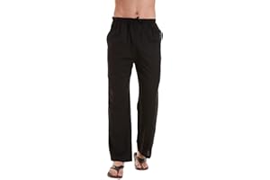 YuKaiChen Men's Linen Cotton Yoga Pants Casual Loose Sweatpants Beach Trousers Lounge Pants
