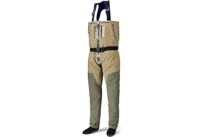 Drryfsh Front Zippered Breathable Chest Waders with Neoprene Suspenders for Men