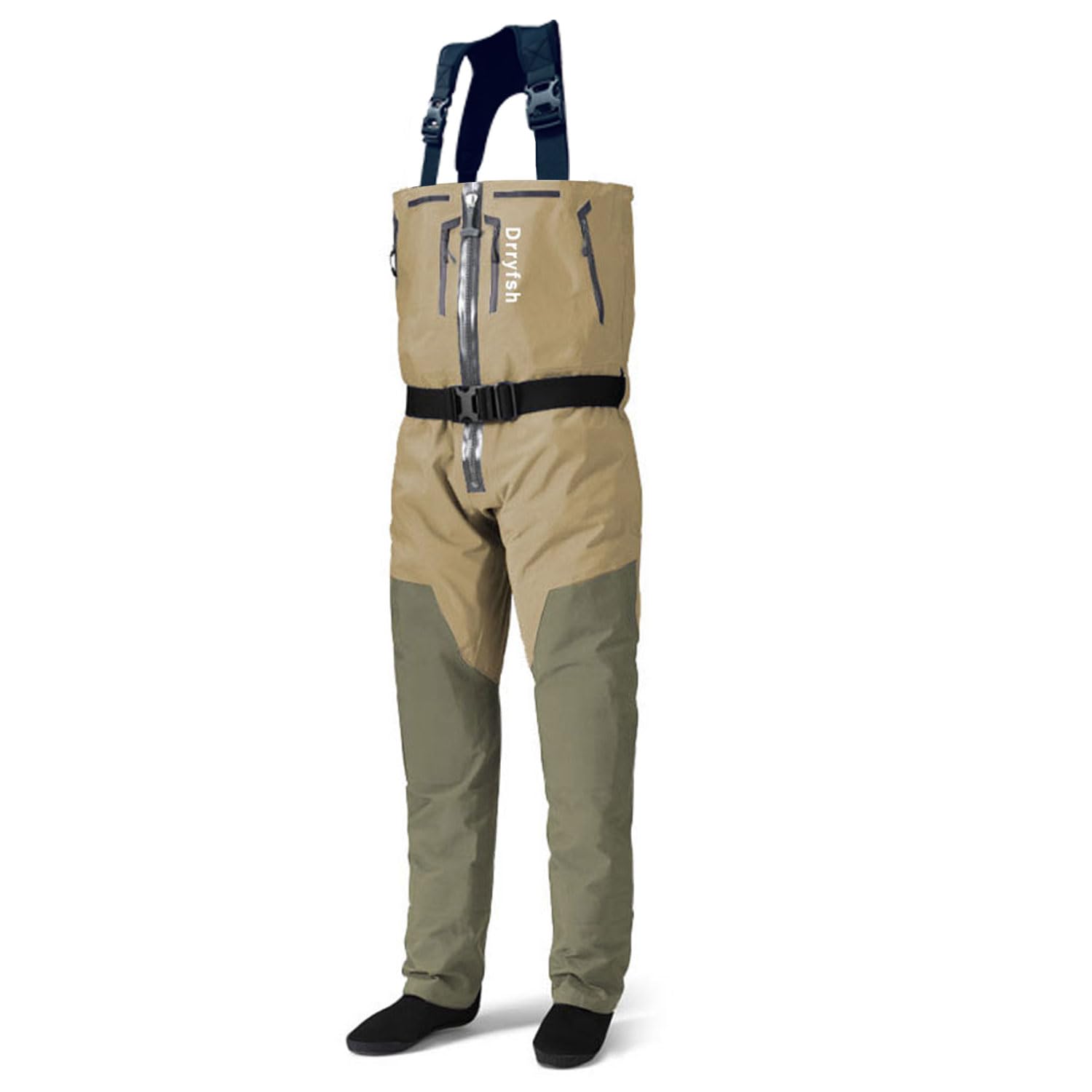 Photo 1 of Drryfsh Front Zippered Breathable Chest Waders with Neoprene Suspenders for Men (Small)
