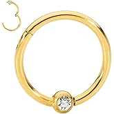 365 Sleepers 316L Surgical Steel Hypoallergenic 18G Gem BCR Ball Closure Septum Jewelry Hinged Segment Ring Body Piercing Hoop Lip Rings Helix Cartilage Rook Sleeper Earrings 6mm – 10mm