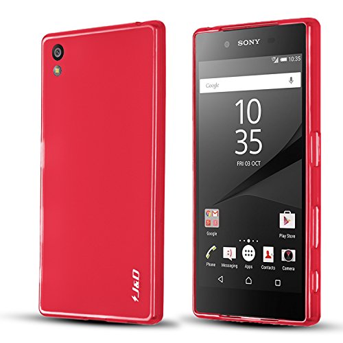 Sony Xperia Z5 Case, J&D [Drop Protection] Xperia Z5 Case [Slim Fit] Shock Resistant Protective Premium Jelly Case Slim Case for Sony Xperia Z5 (Red)