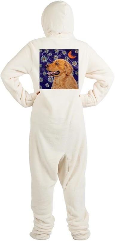 Amazon Com Cafepress Starry Night Golden Retriever Novelty Footed Pajamas Funny Adult One Piece Pj Sleepwear Creme Clothing