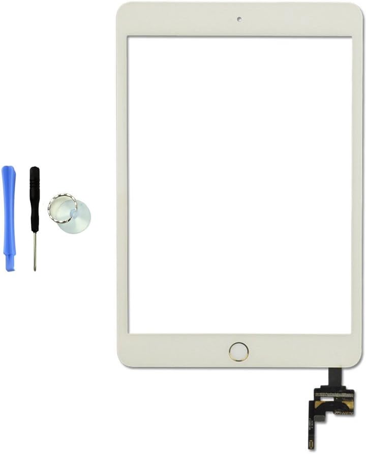 White For iPad mini 3 3rd A1599 A1600 Glass Touch Digitizer Screen Replacement with IC Chip Home Button +Tools and Adhesive