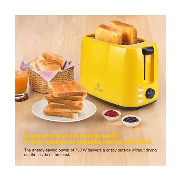 iSiLER 2 Slice Toaster, 1.3 Inches Wide Slot Bagel Toaster with 7 Shade