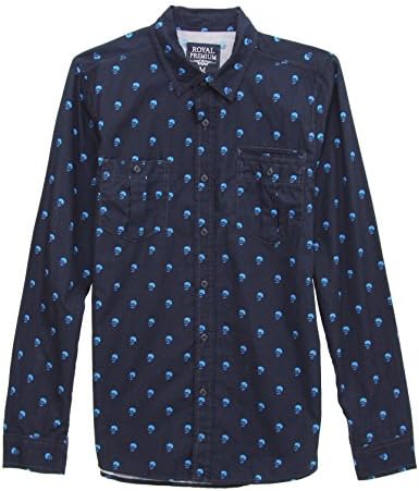 Royal Premium Men's Long Sleeve Skull Print Shirt