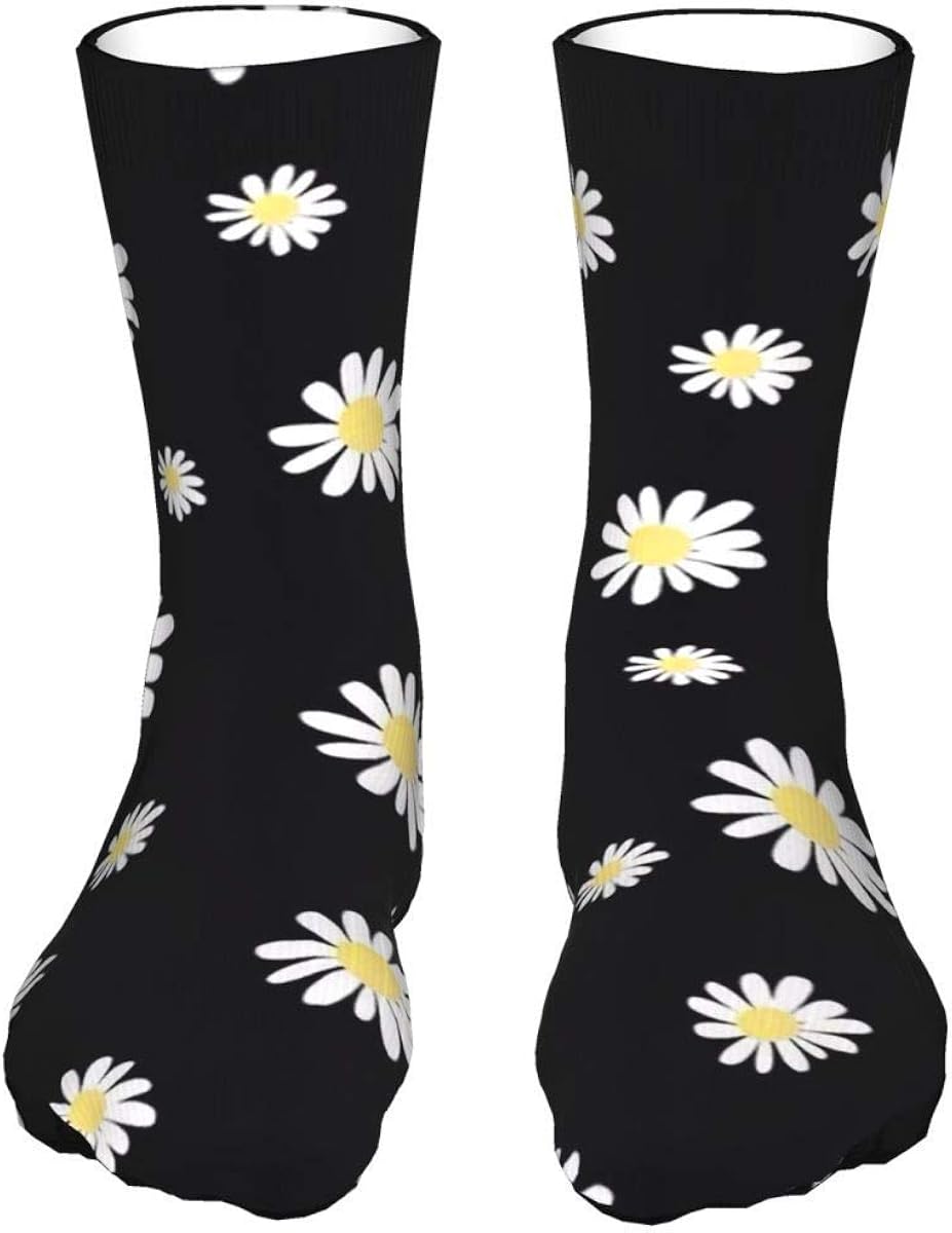 White Daisy Crew Socks Unisex Thick Athletic Soccer Socks