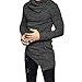 F.Honey Men's Side Pocket Turndown Collar Swag Curved Hem Long Sleeve Cowl Hip Hop Hipster Slim T-Shirt Blouse (M, Grey)