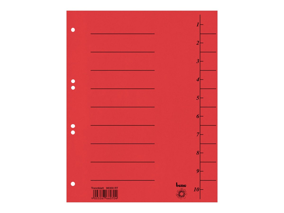 Bene 98300 Dividers A4 Pack of 50 Red
