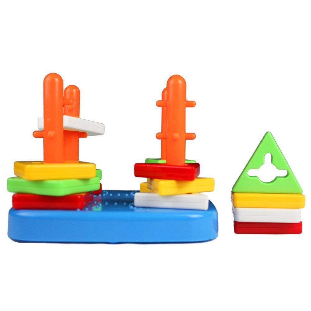 Educational Kids Toys Sorter Stacker Color Piece Column Puzzle Stacking Early Learning Colors Shapes for Children Christmas Gifts