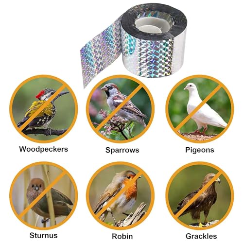 PRADAA Reflective Bird Repellent Scare Tape – 4.8 cm x 50 meters, Double-Sided Deterrent for Balconies, Homes, Gardens, and Farms