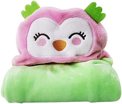 Flannel Cartoon Baby Kids Animal Hooded Bath Towel Toddler Blanket Bathrobe Wrap (pink owl)
