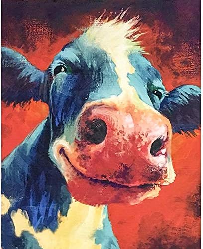JOLOMOY Paint by Numbers Kits for Adults, DIY Digital Oil Painting by Number for Kids Beginner - Yak Cattle Cow OX 16X20 inch Number Painting (Frameless, Smiling Cow)