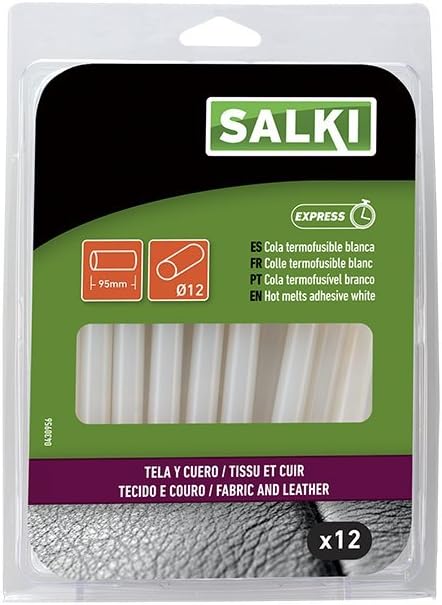 Salki 0430956 Hot Silicone Bar for Fabric and Leather for DIY and Mounts White, 11.5 mm, Set of 12 Pieces
