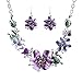 Leegoal Women Plated Oil Drip Rhinestone Flower Bib Necklace Earring Sets