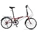 Men and Women Leisure Folding Bike 20 inch 6 Speed Commuter Adult Bicycle Compact City Cruiser-redthumb 4