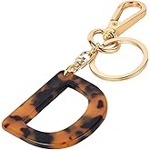Junyuerly Letter Key Chains Accessories for Women and Girls,Gold Initial Key Ring Leopard print Bag Charm for Car Keys