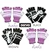 DECVO USB 2.0 Powered Stripes Heating Pattern Knitting Wool Heated Gloves Fingerless Hands Warmer Mittens Laptop Computer Warm Gloves for Women Men Girls Boys 4 Pack (Black+Brown+Purple+Purple)